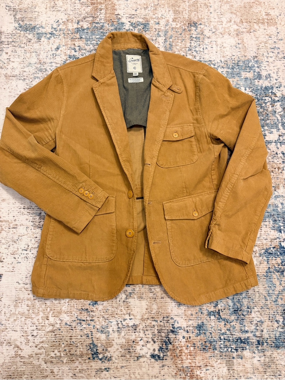 Grayers Corduroy Blazer Jacket in Mustard Brown